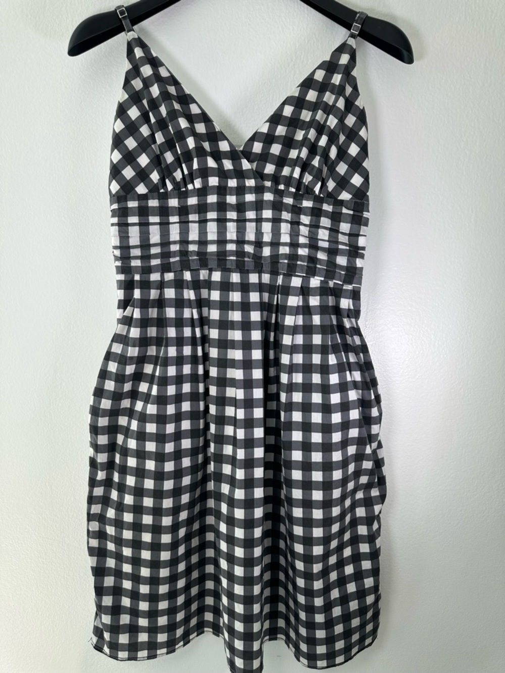 Banana Republic Gingham Mini Dress Black White Sleeveless Fit Flare 2